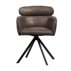 WOOOD Eetkamerstoelen|Fenne Draaibare eetkamerstoel leerlook zwart/grijs