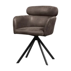 WOOOD Eetkamerstoelen|Fenne Draaibare eetkamerstoel leerlook zwart/grijs