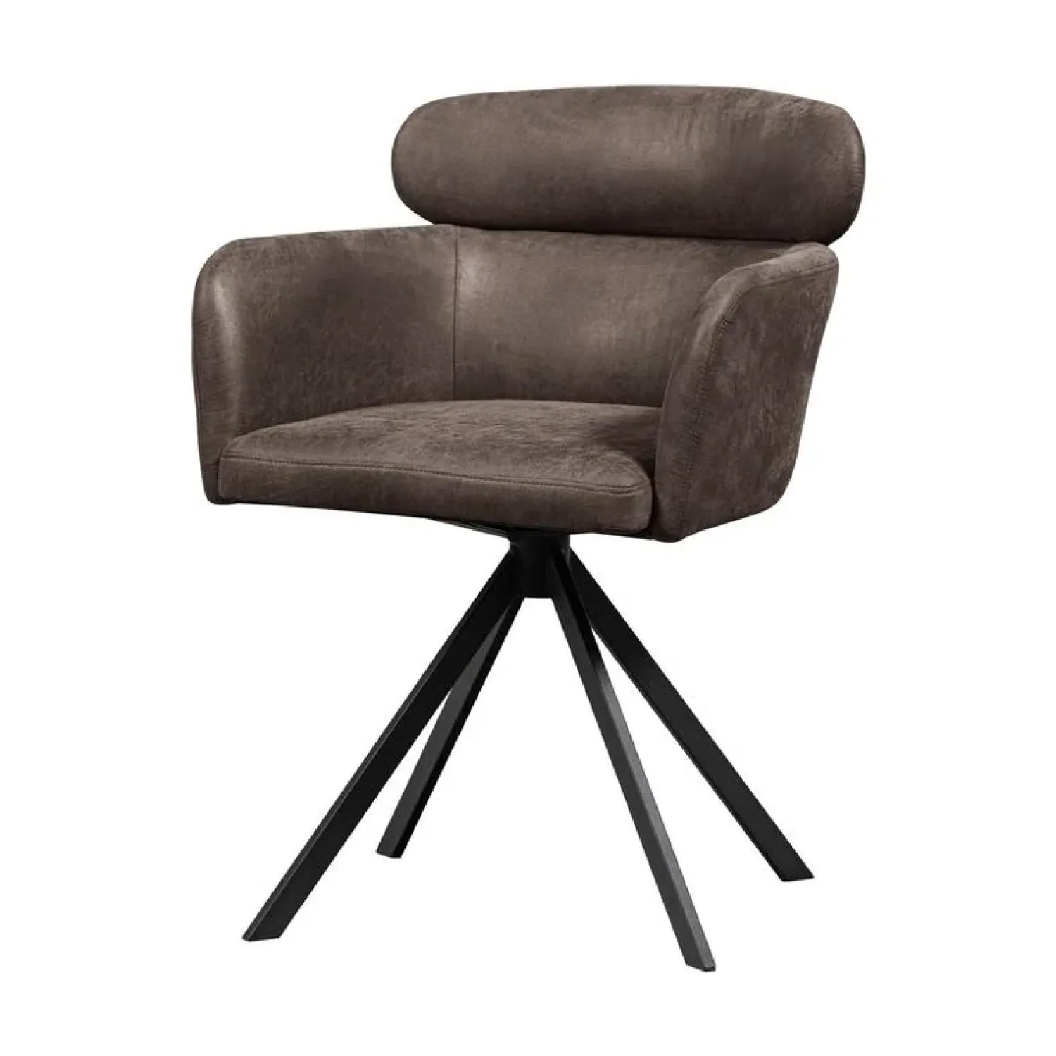 WOOOD Eetkamerstoelen|Fenne Draaibare eetkamerstoel leerlook zwart/grijs