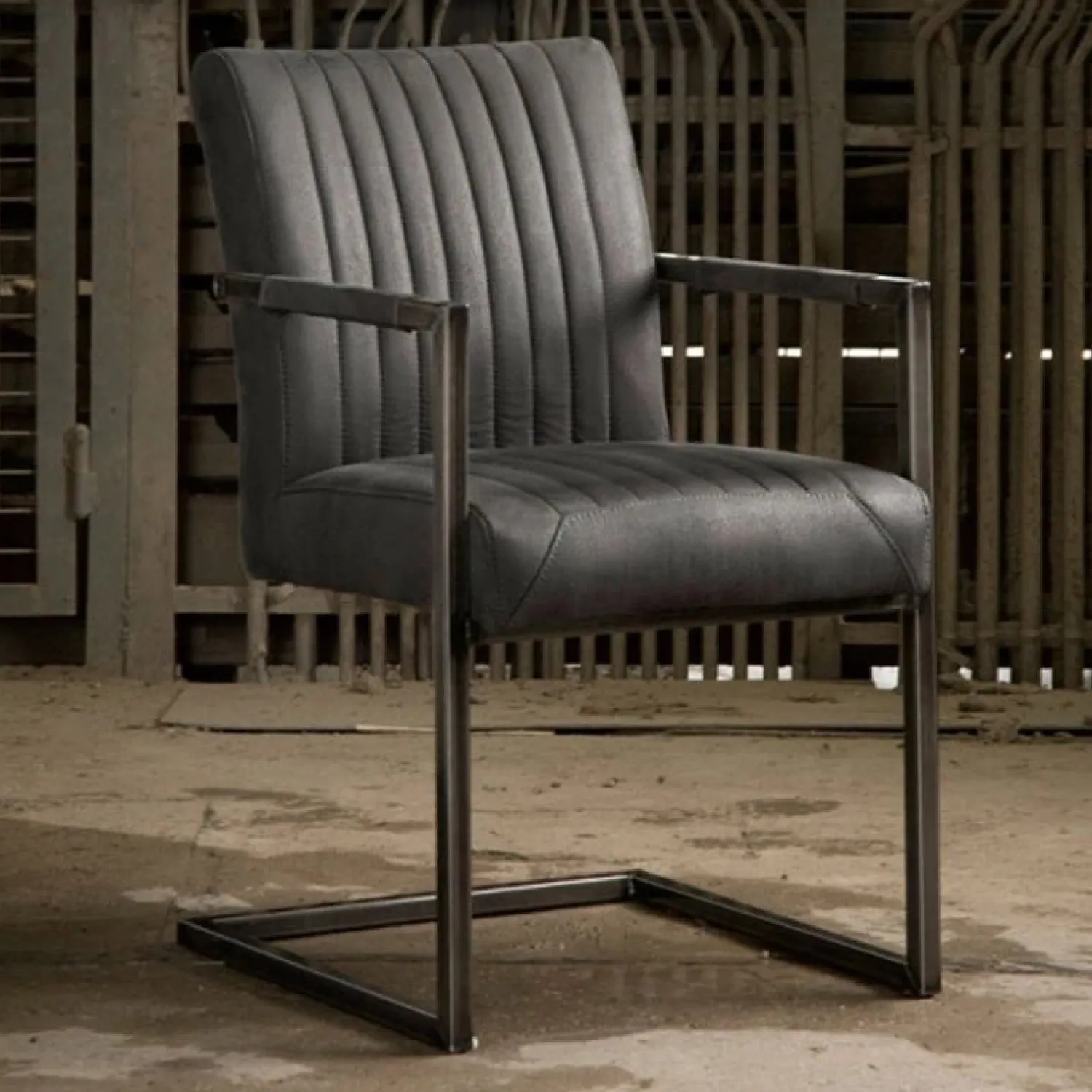 Tower living Eetkamerstoelen|Ferro Eetkamerstoel armleuning microvezel antraciet 52cm