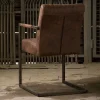 Tower living Eetkamerstoelen|Ferro Eetkamerstoel armleuning microvezel donkerbruin 52cm