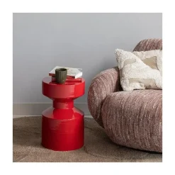 WOOOD Bijzettafels|Ferry Bijzettafel rond Metaal Rood 30cm