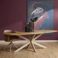 Furndea Eettafels|Ferry Eettafel Deens Ovaal Naturel Eiken met zand poot 180 cm