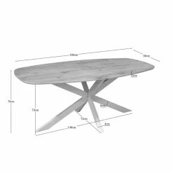Furndea Eettafels|Ferry Eettafel Deens Ovaal Naturel Eiken met zand poot 180 cm