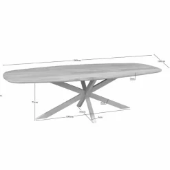 Furndea Eettafels|Ferry Eettafel Deens Ovaal Naturel Eiken met zand poot 280 cm