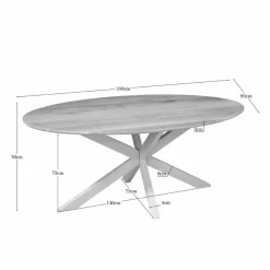 Furndea Eettafels|Ferry Eettafel Ovaal Naturel Eiken met zand poot 180 cm