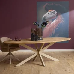 Furndea Eettafels|Ferry Eettafel Ovaal Naturel Eiken met zand poot 240 cm