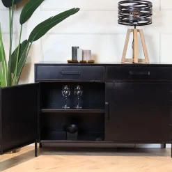 Cavetown Dressoirs|Industriele Kasten|Figue dressoir 120cm zwart