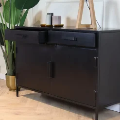 Cavetown Dressoirs|Industriele Kasten|Figue dressoir 120cm zwart