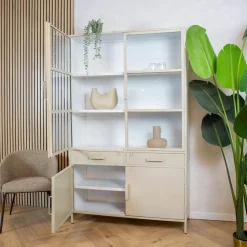 Cavetown Vitrinekasten|Industriele Kasten|Figue vitrinekast industrieel taupe 120cm