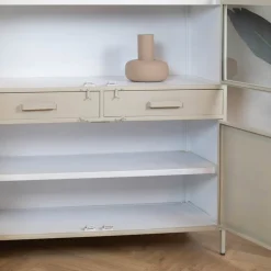 Cavetown Vitrinekasten|Industriele Kasten|Figue vitrinekast industrieel taupe 120cm