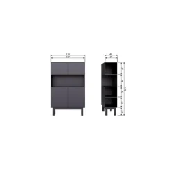 WOOOD Barkasten|Industriele Kasten|Finca Buffet-/drankkast grenen zwart 110cm