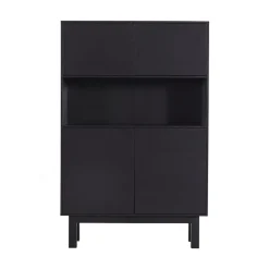 WOOOD Barkasten|Industriele Kasten|Finca Buffet-/drankkast grenen zwart 110cm
