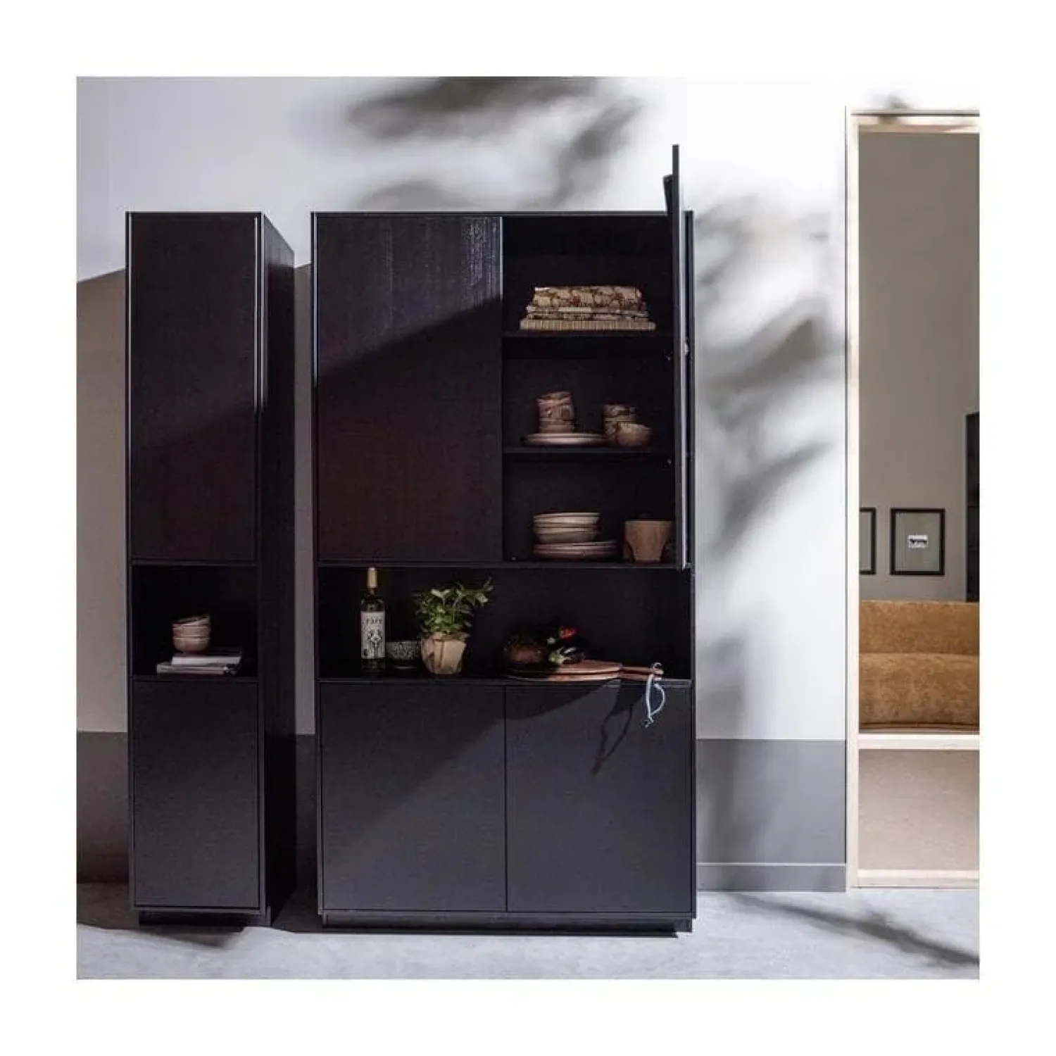WOOOD Wandkasten|Industriele Kasten|Finca Wandkast grenen zwart 110cm