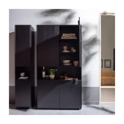 WOOOD Wandkasten|Industriele Kasten|Finca Wandkast smal grenen zwart 40cm