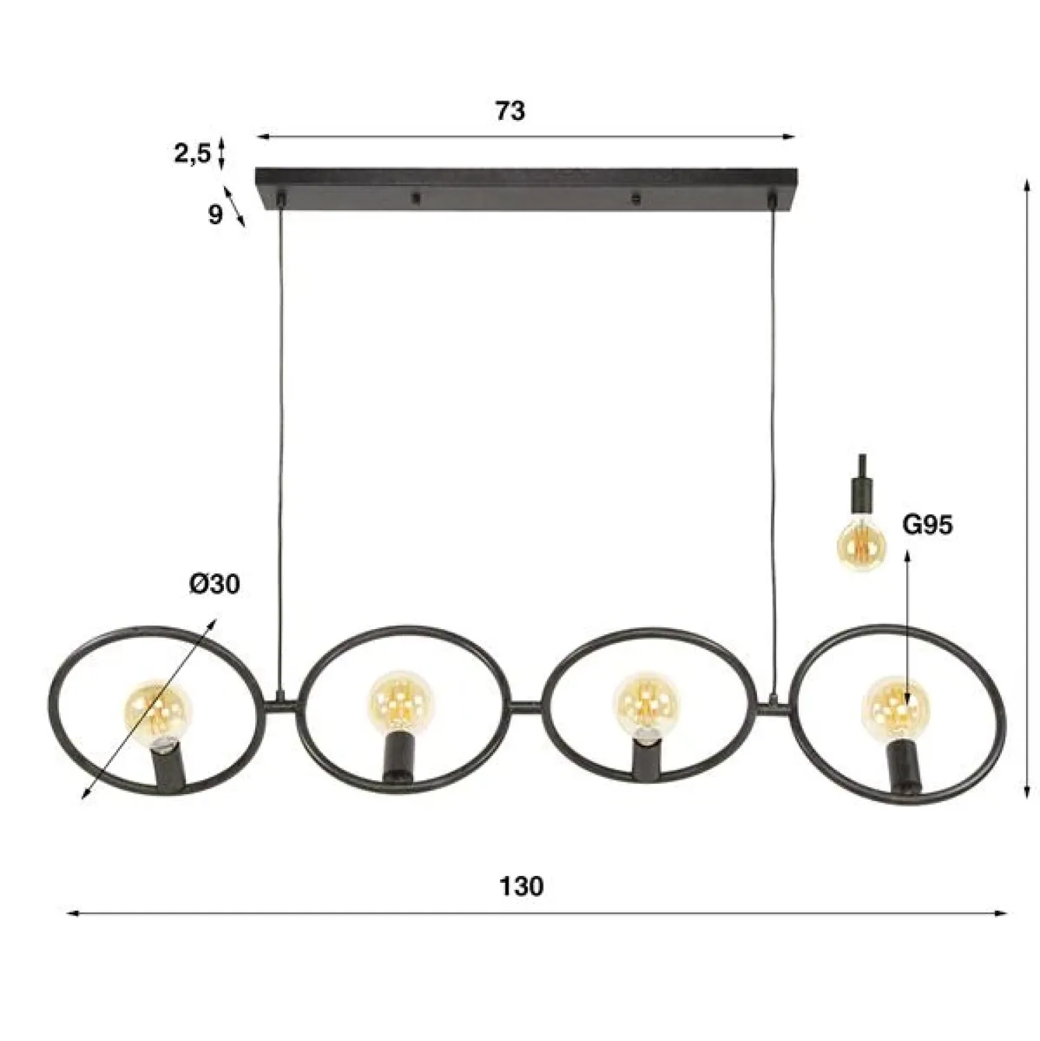 Kalfort Hanglampen|Finn 4-lichts Hanglamp Artic zwart