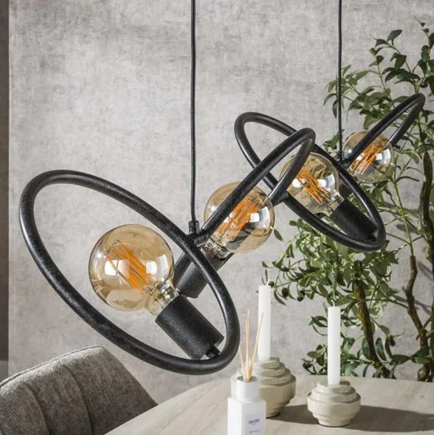 Kalfort Hanglampen|Finn 4-lichts Hanglamp Artic zwart