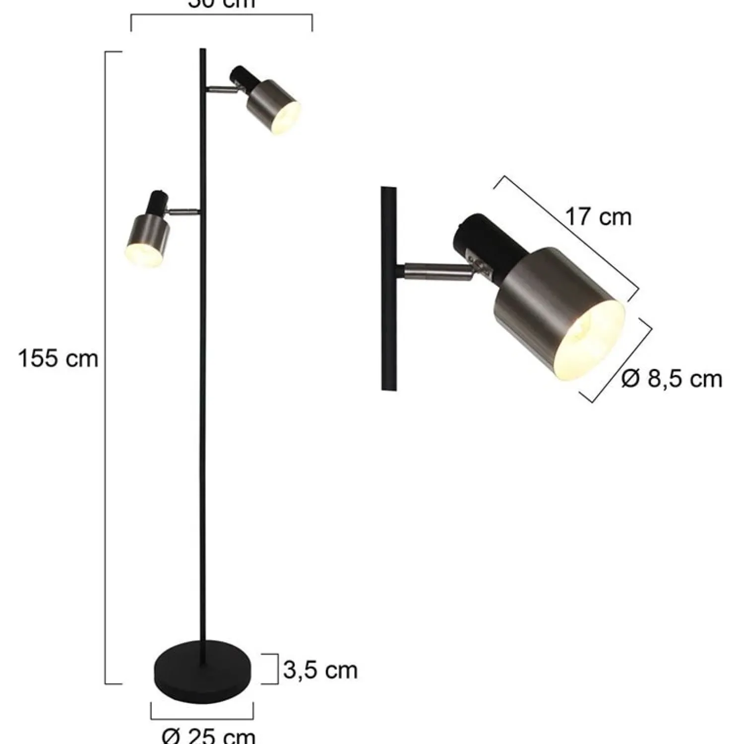 Steinmex Vloerlampen|Fjorgard vloerlamp 2-lichts zwart