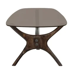WOOOD Salontafels|Flash Salontafel mangohout/glas walnoot 110cm