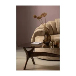 WOOOD Salontafels|Flash Salontafel mangohout/glas walnoot 110cm