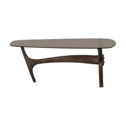 WOOOD Salontafels|Flash Salontafel mangohout/glas walnoot 110cm