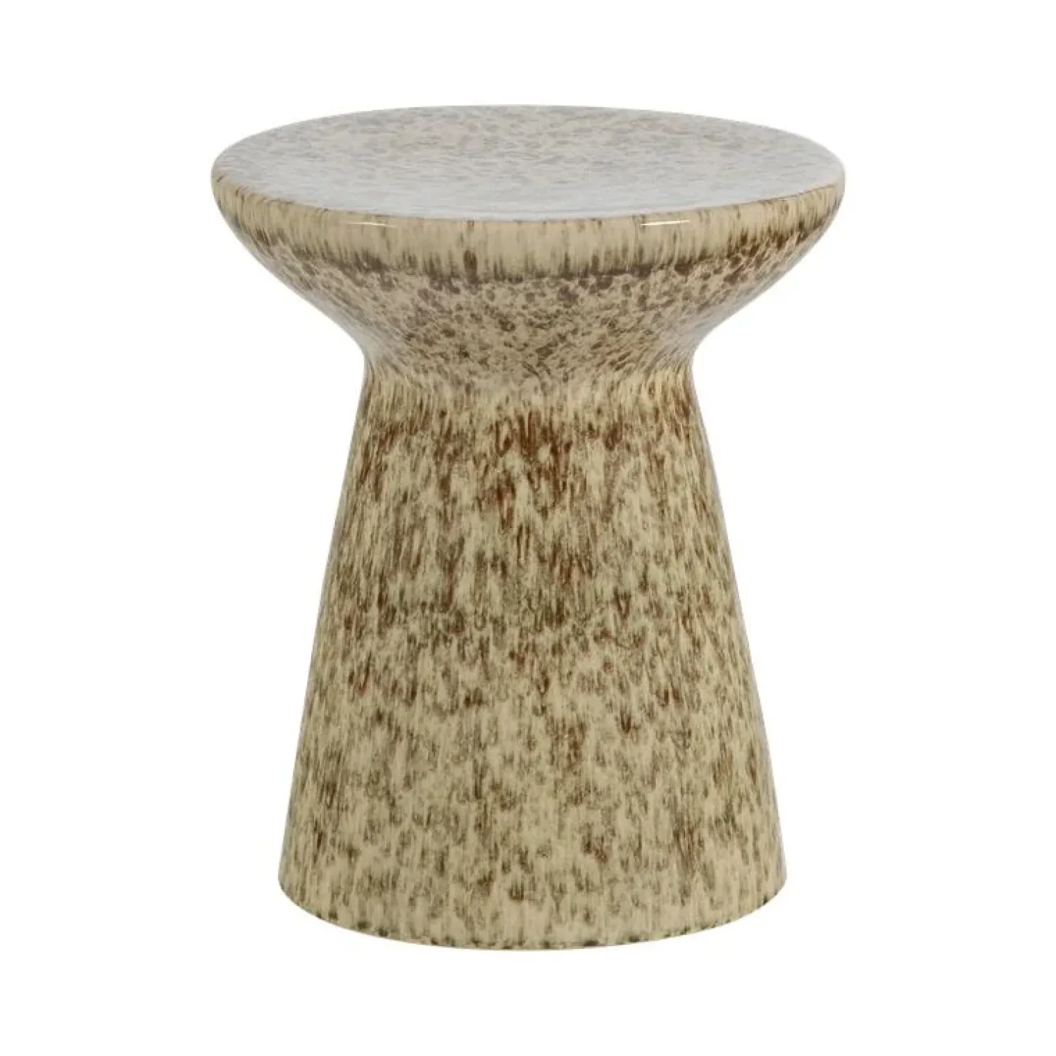 vtwonen Bijzettafels|Fleck Bijzettafel rond Keramiek Lichtbruin 35cm