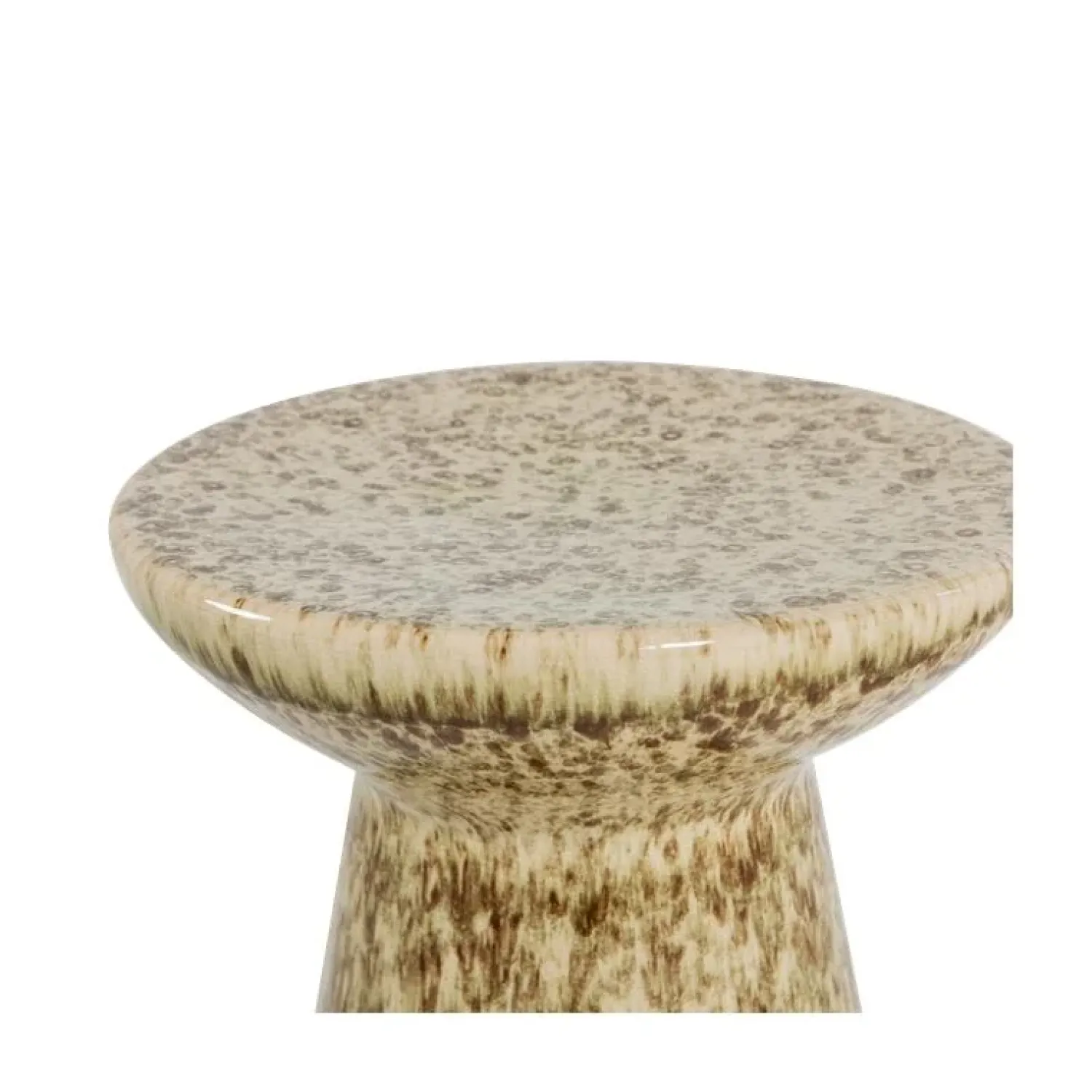 vtwonen Bijzettafels|Fleck Bijzettafel rond Keramiek Lichtbruin 35cm