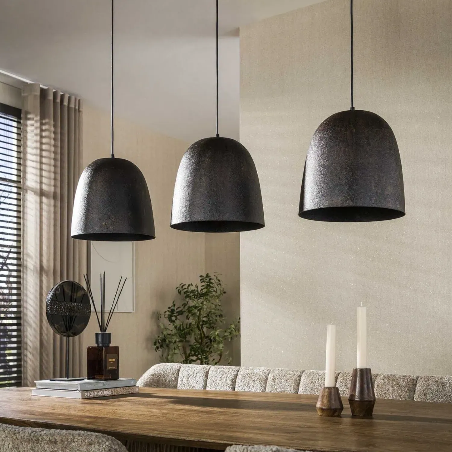 Kalfort Hanglampen|Flint 3-lichts Hanglamp Bruin
