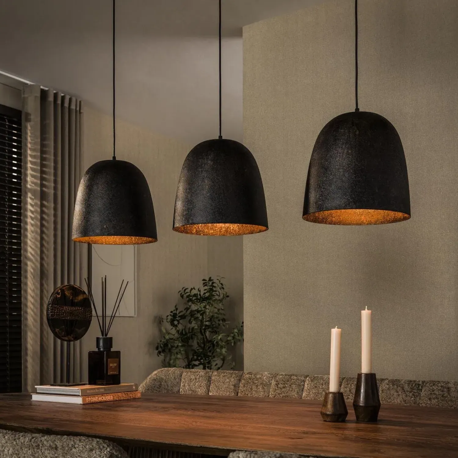 Kalfort Hanglampen|Flint 3-lichts Hanglamp Bruin