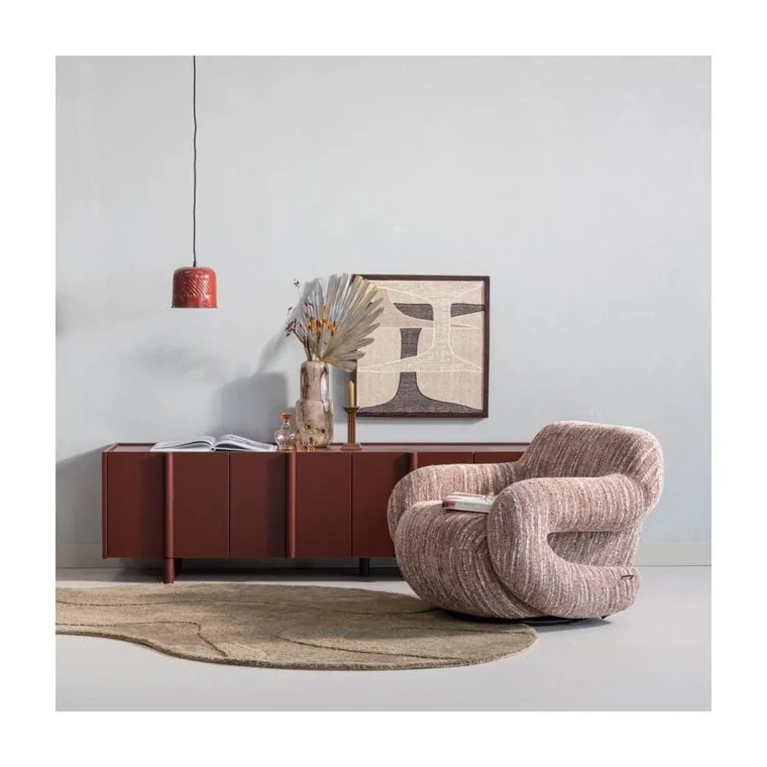 WOOOD Fauteuils|Folke Fauteuil chenille oudroze melange