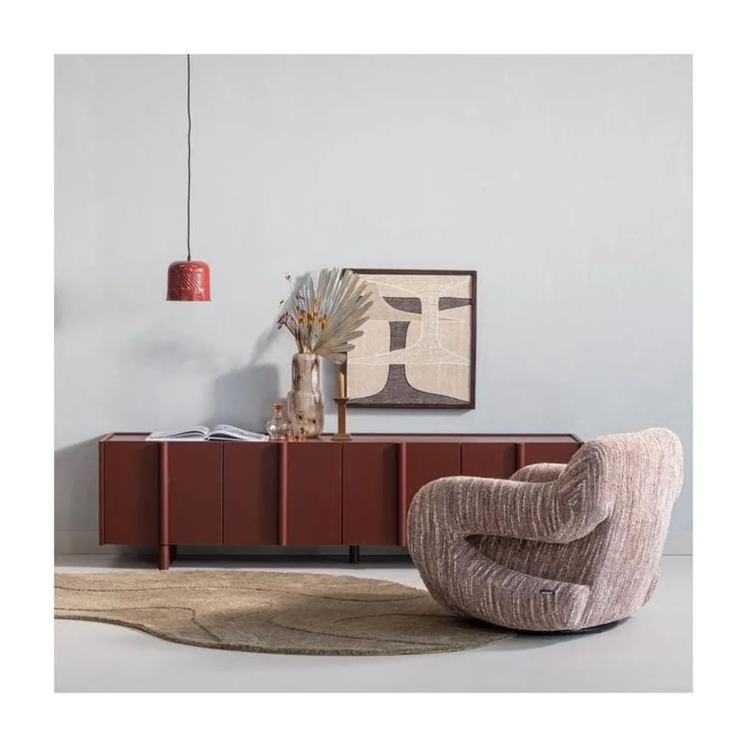 WOOOD Fauteuils|Folke Fauteuil chenille oudroze melange