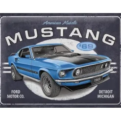 Cavetown Metalen Borden|Ford Mustang - 1969 Mach1 Blue - metalen bord
