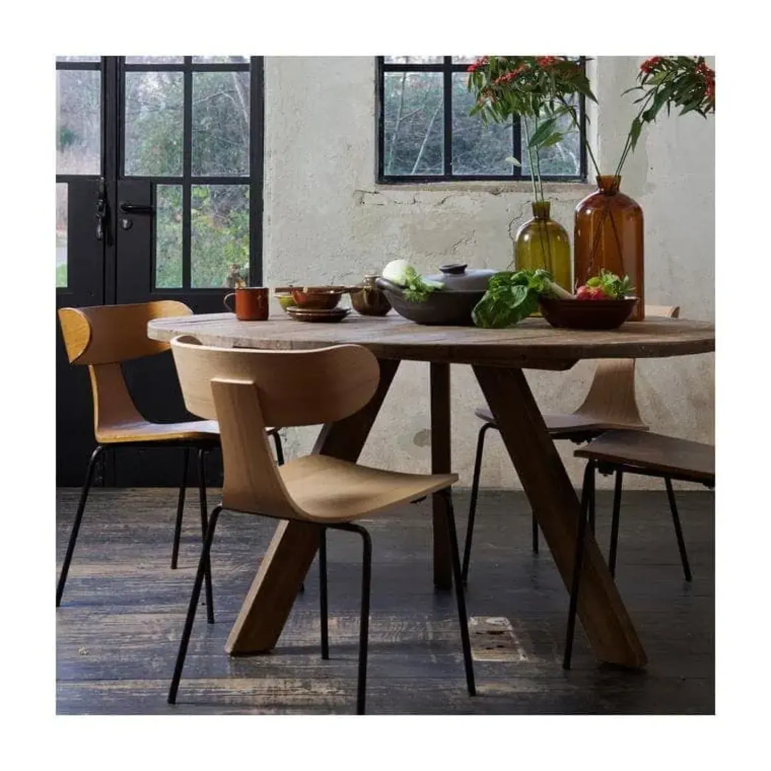 WOOOD Eetkamerstoelen|Form Eetkamerstoel hout met metalen poot naturel