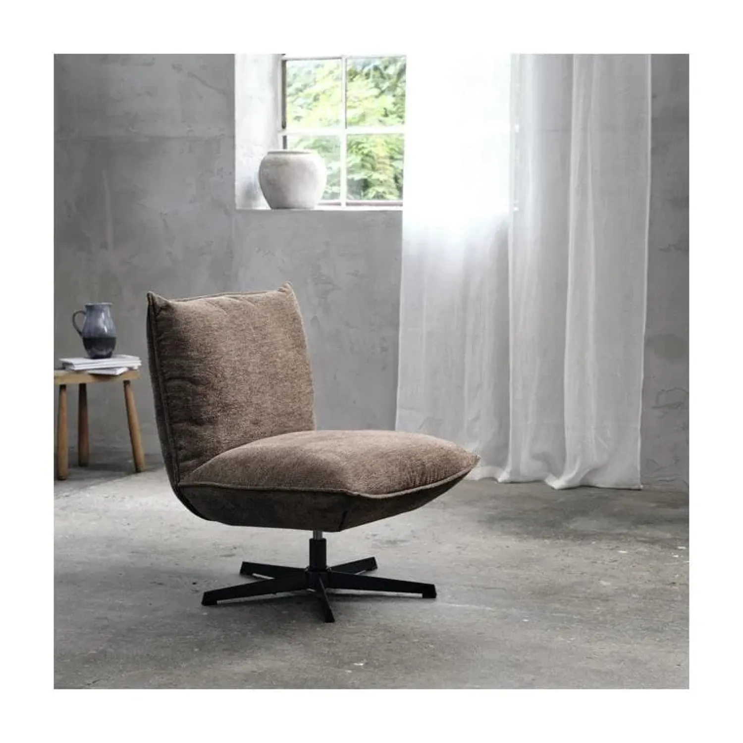 LykkeHome Fauteuils|Fraes Fauteuil bruin chenille