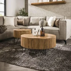 Kalfort Salontafels|Francis Salontafel set van 2 rond Mangohout