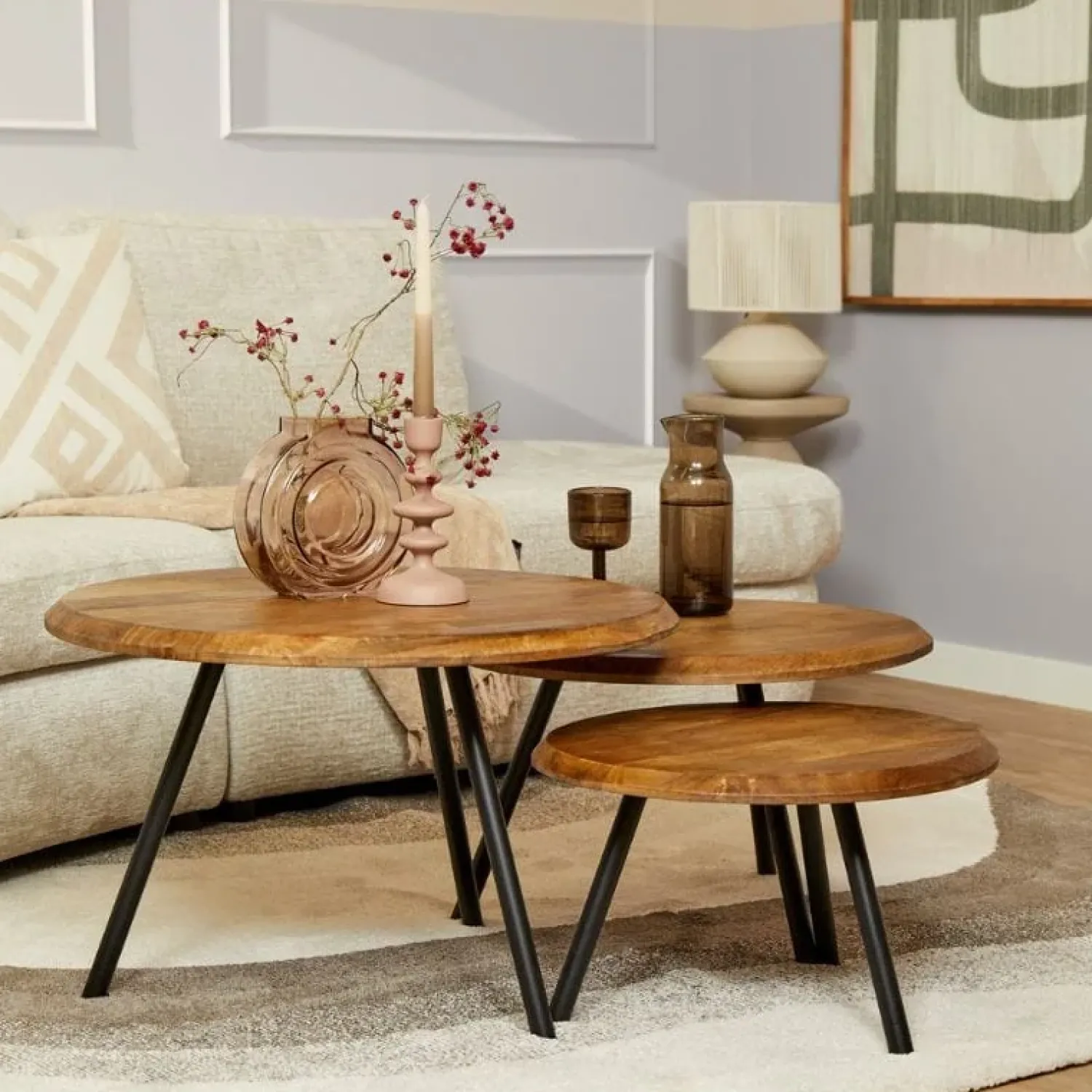 Furndea Salontafels|Franklin salontafel set van 3 naturel