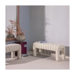 WOOOD Eetkamerbanken|Eetkamerbanken|Frex Bankje Bouclé Naturel 110cm