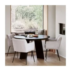 WOOOD Eettafels|Fries Eettafel rond eiken blacknight 129cm