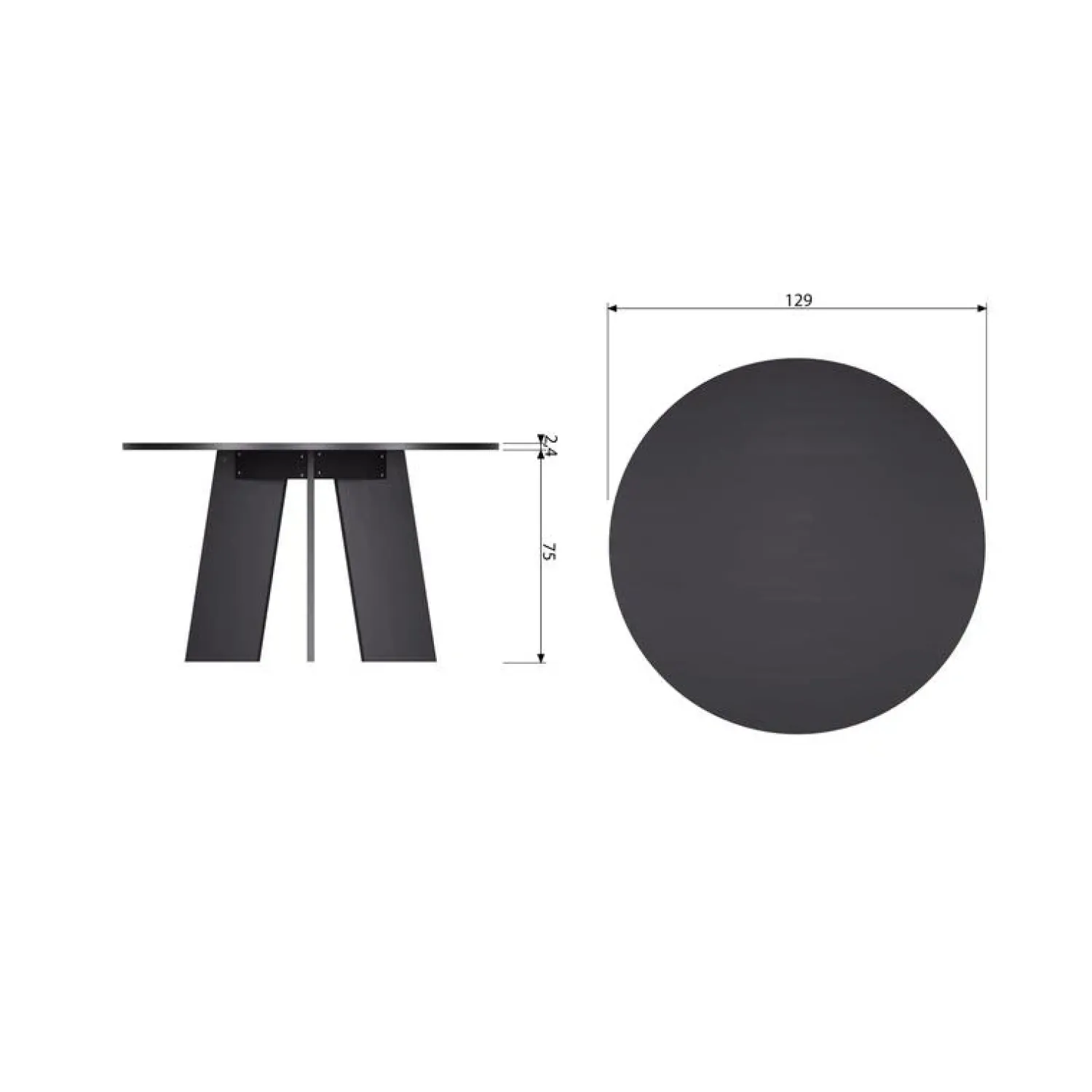 WOOOD Eettafels|Fries Eettafel rond eiken blacknight 129cm