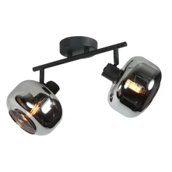 Steinmex Plafondlampen|Gabriella 2-lichts Plafondlamp Smoke Glas