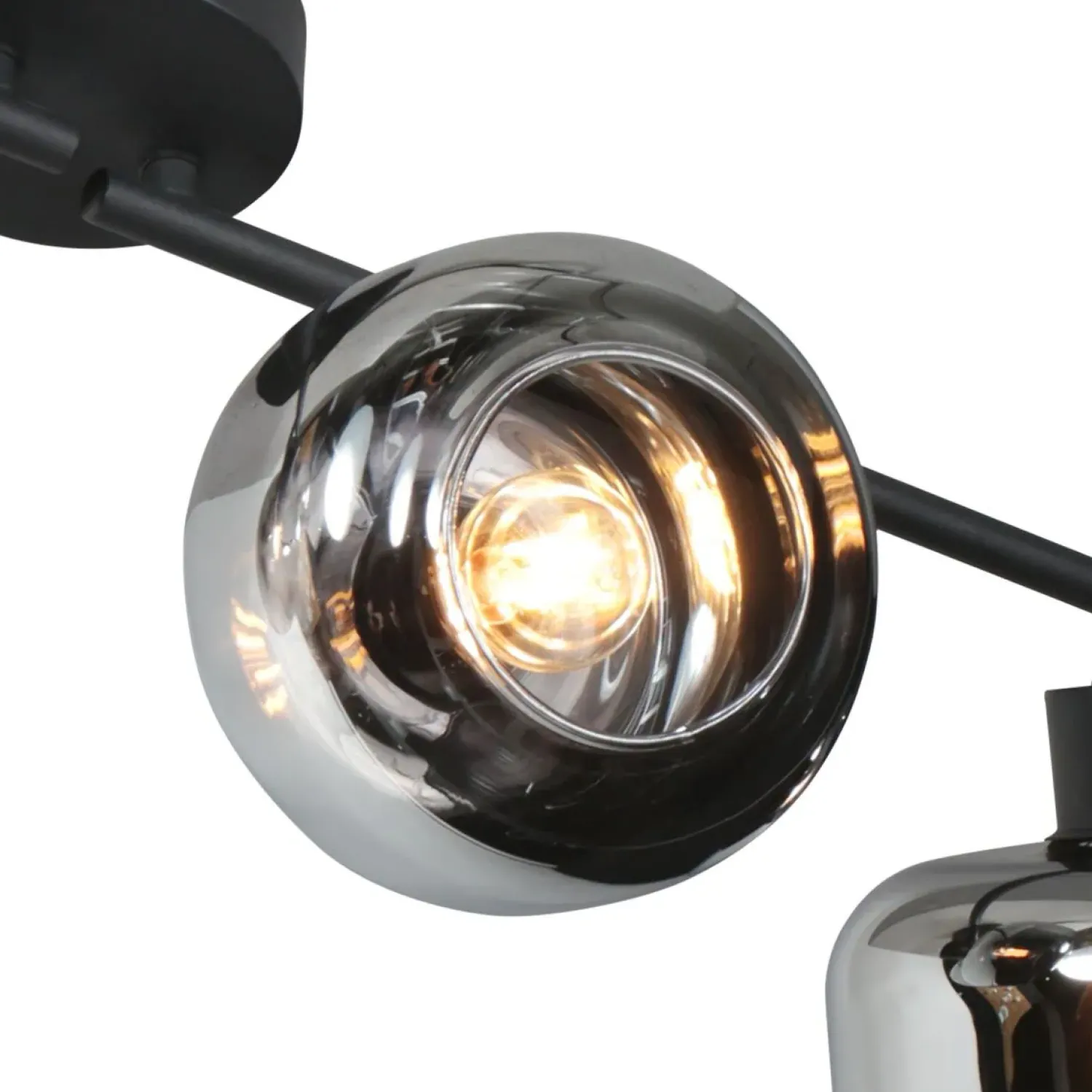 Steinmex Plafondlampen|Gabriella 4-lichts Plafondlamp Smoke Glas