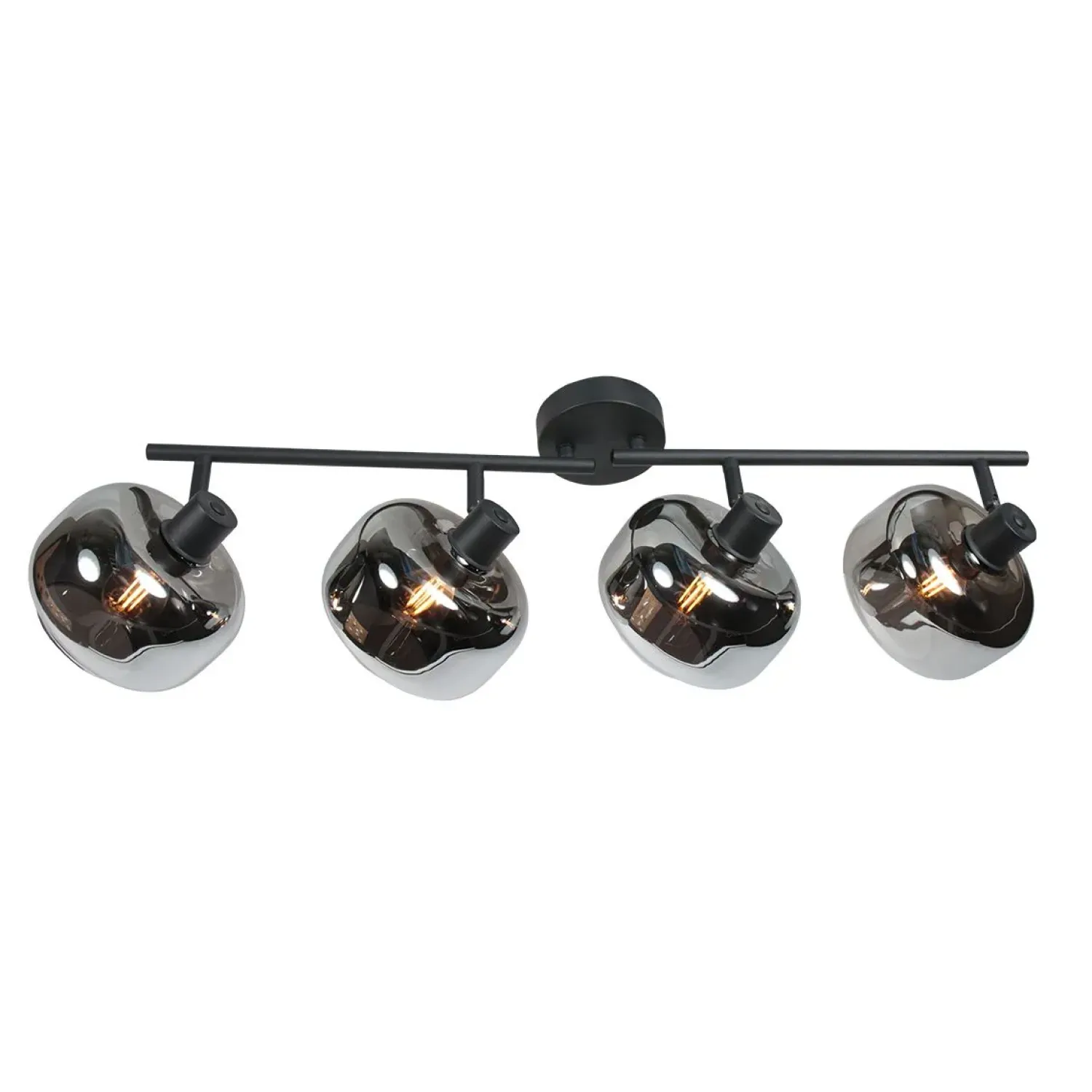 Steinmex Plafondlampen|Gabriella 4-lichts Plafondlamp Smoke Glas