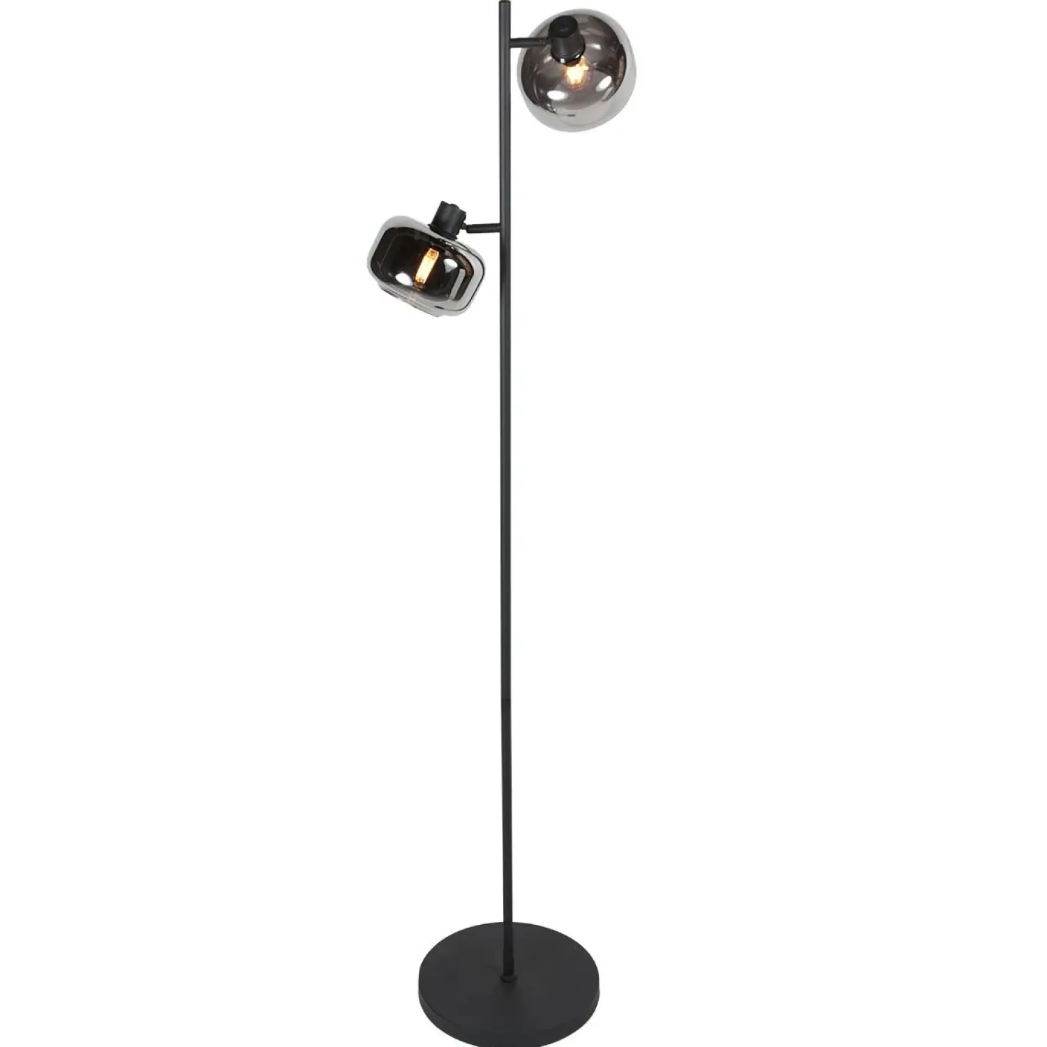 Steinmex Vloerlampen|Gabriella 2-lichts Vloerlamp Smoke Glas