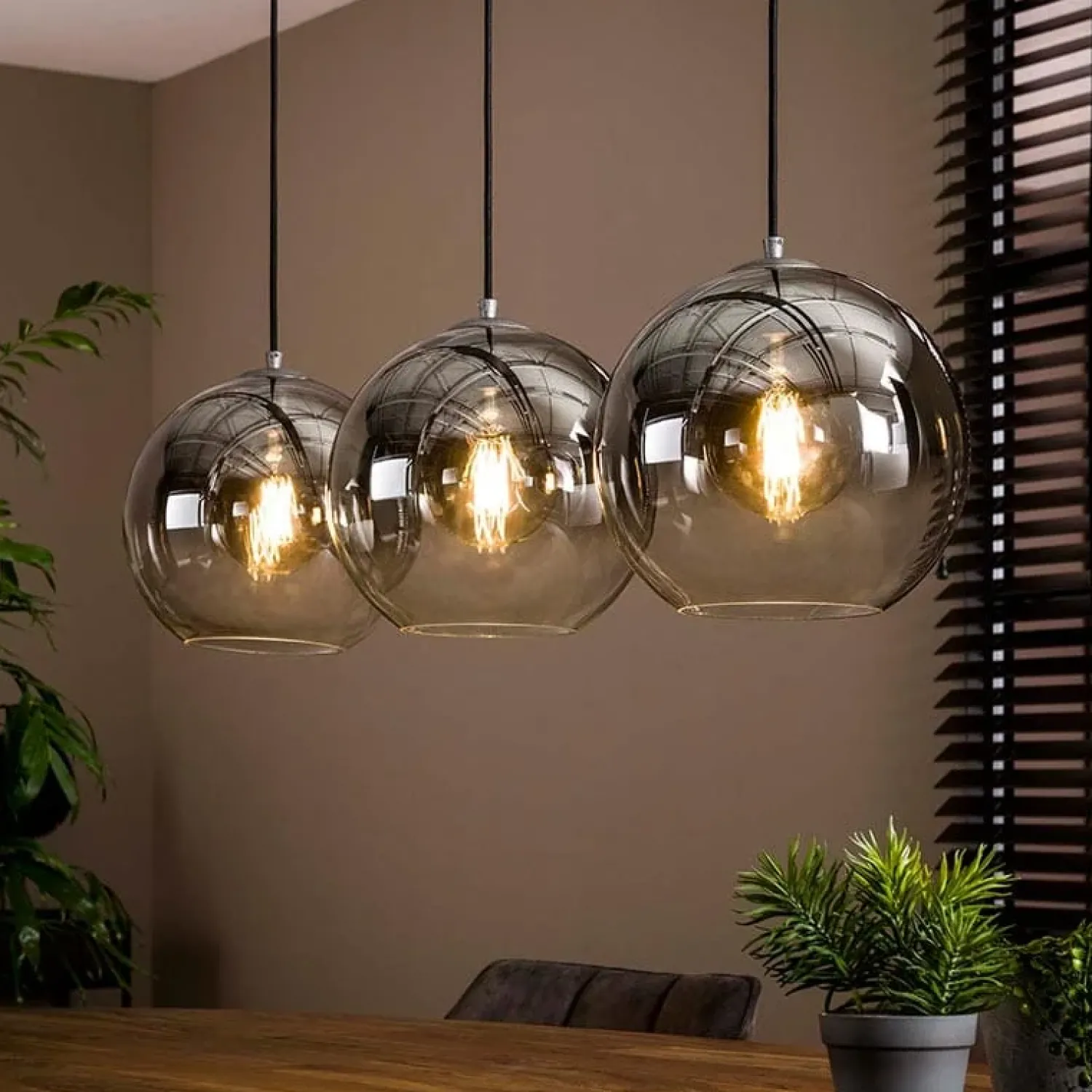 Kalfort Hanglampen|Glazen Hanglamp|Galsa 3-lichts hanglamp industrieel