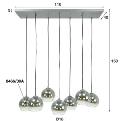 Kalfort Hanglampen|Glazen Hanglamp|Galsa 7-lichts hanglamp industrieel