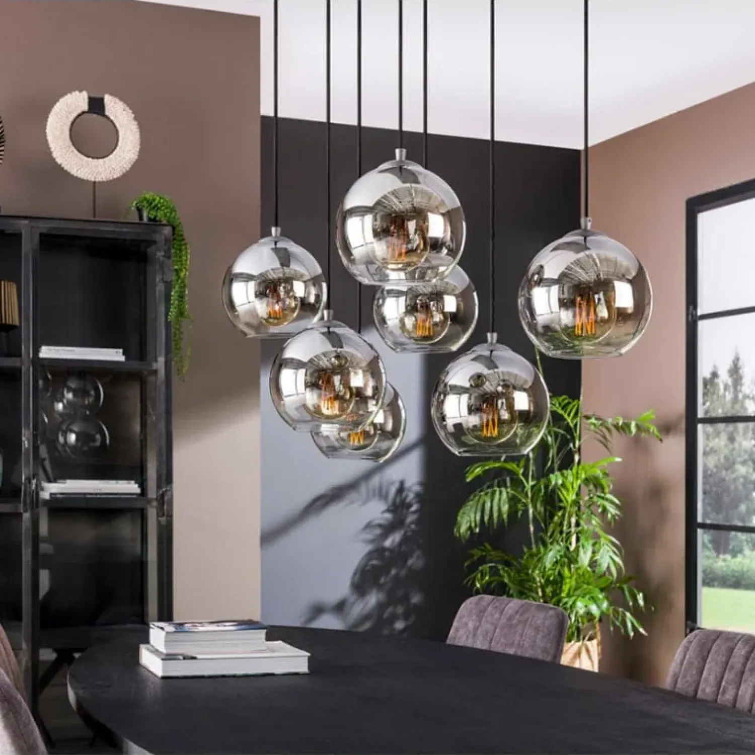 Kalfort Hanglampen|Glazen Hanglamp|Galsa 7-lichts hanglamp industrieel