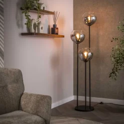 Kalfort Vloerlampen|Galsa 3-lichts Vloerlamp Smoke glas