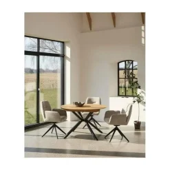 LykkeHome Eettafels|Gerard uitschuifbare ronde eettafel naturel 120-170cm