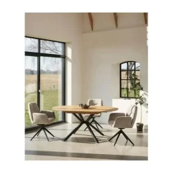 LykkeHome Eettafels|Gerard uitschuifbare ronde eettafel naturel 120-170cm