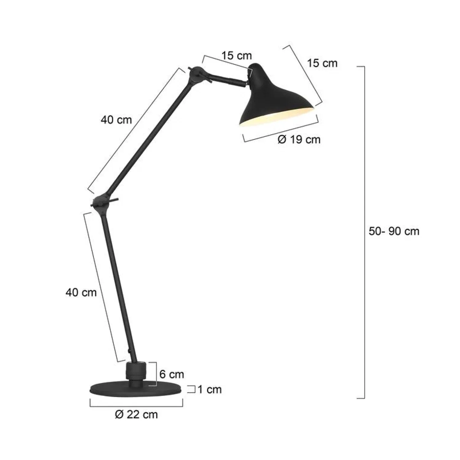 Steinmex Bureaulampen|Gijs 1-lichts Bureaulamp Zwart